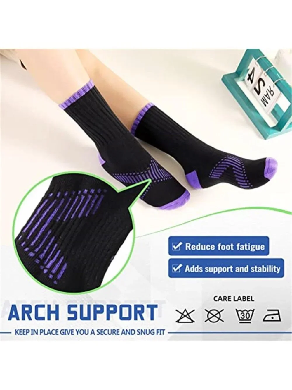 6 Pairs Kids Socks Crew Athletic Half Cushioned Cotton Sport Breathable Socks